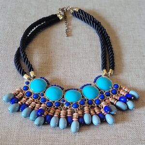 Blue and Gold Statement Necklace